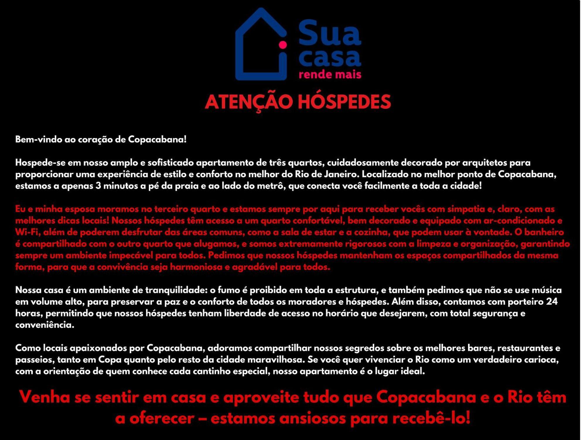 Exclusivo Ar Tv Metro Copacabana - Proprietario Mora No Local Apartment Rio de Janeiro