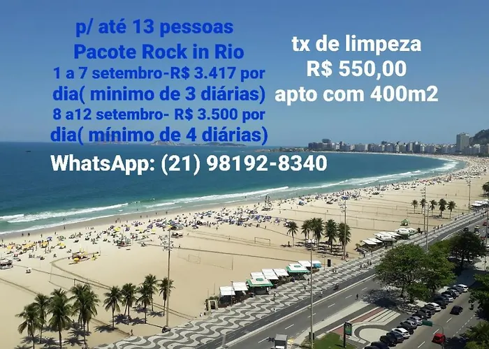 Copacabana Vista Mar Cobertura 2 Andares De Frente Para Os Fogos Do Reveillon Com 5 Quartos, 5 Ar-Condicionados, 6 Banheiros E Garagem Gratuita