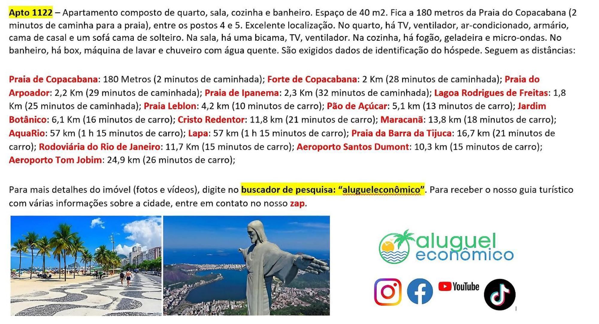 Copacabana - Apto 1122 - Aluguel Economico *
